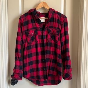 TNA Checkered Button Up with Hood